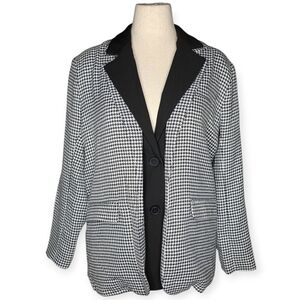 4th & Reckless Black White Houndstooth Blazer Jacket US Small Tailored Small